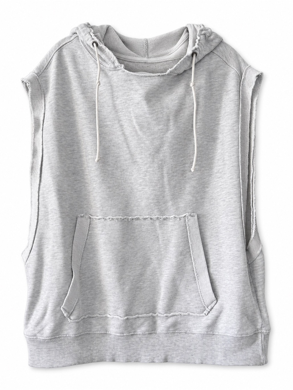 Free People Light Gray Sleeveless Hoodie Tank